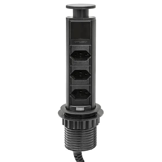 Torre de Tomada Embutir 3 Tomadas 20A Multiplug Sobrepor Multiplug Totem Totem Preto Branco Cinza