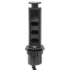 Torre de Tomada Embutir 3 Tomadas 20A Multiplug Sobrepor Multiplug Totem Totem Preto Branco Cinza