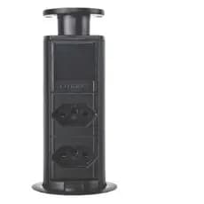 Torre Tomada Multiplug Retrátil 2 Tomada Plug 20a Suporta 16A - Preto Branco Cinza