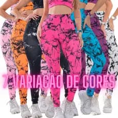 Calça Feminina Degrade Marmorizado Rajado Legging Reforçada Cintura Alta Roupas de Academia