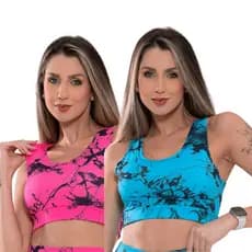 Kit 2 Top Sem Bojo Feminino Marmorizado com Alça  Ideal para Treino