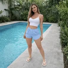 Short Feminino Tactel Com Elastano Para Praia Piscina e Caminhada