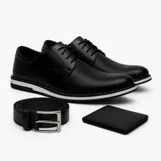 Kit Sapato Social Masculino Oxford Casual Elegante Premium Estilo Confortável Solado Macio Cinto e Carteira