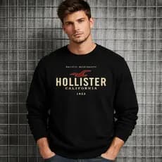 Moletom Masculino Gola Redonda Hollister Casaco de Frio Algodão Inverno