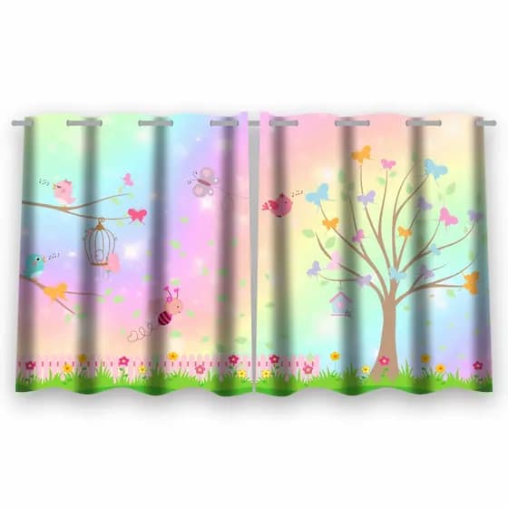Cortina  para Menina  cortina de Jardim com Tecido Premium  Cortina infantil antialérgica