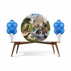 Painel de Dinossauro Redondo Tecido Sublimado 3D para Decoração de Aniversário e festa de Alta qualidade e Durabilidade