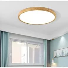 Plafon Led Sobrepor 48w 50cm Redondo Madeira