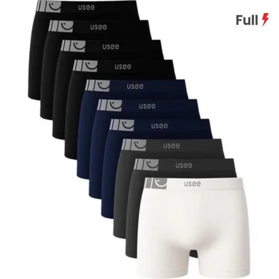 Kit 10 Cuecas Boxer Microfibra Sem Costura Kit Cueca Box Premium Adulto Cueca Masculina Usee Brasil