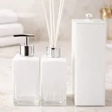 Kit Lavabo com Porta Escova em Vidro Branco - Square Branco Degrade