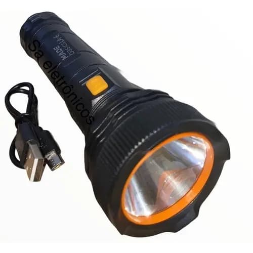 Lanterna Led Com Sos Recarregável Com Cabo Usb Brilho Forte