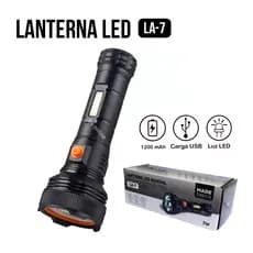 Lanterna Led Manual com Potente Iluminação Lateral via USB