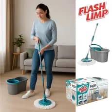 Mop Giratório Fit 5010 Esfregão Top Cabo Inox 3 Em 1 Flashlimp