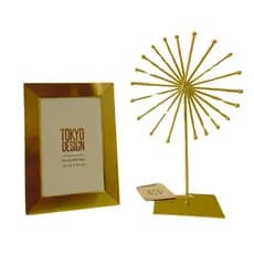 Kit Decoração de Sala Enfeite e Porta Retrato Metal Cerâmica Dourado Rack Escritório Aparador Cômoda Buffet