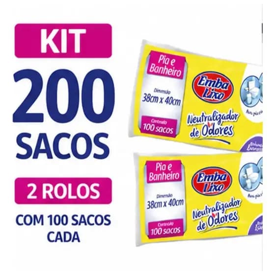 Saco De Lixo Embalixo Lavanda Para Pia E Banheiro Kit 200un. Neutralizador de Odores