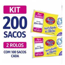Saco De Lixo Embalixo Lavanda Para Pia E Banheiro Kit 200un. Neutralizador de Odores