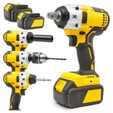 Chave de Impacto Portátil 3 em 1 Furadeira e Parafusadeira Com 2 Baterias Recarregáveis 48V