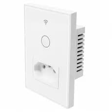 Interruptor Inteligente Com 1 Botão Touch e Tomada Bivolt Wi-Fi Comando de Voz Alexa