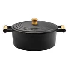 Panela De Ferro Fundido Caçarola 14cm Com Tampa De Vidro