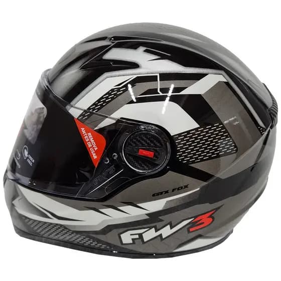 Capacete Moto Fw3 Gtx Fox Grafite Oculos Interno Top