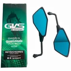 Par Retrovisor GVS Kawasaki Z400 Mini Rebaixado Haste Longa Lente Plana Azul