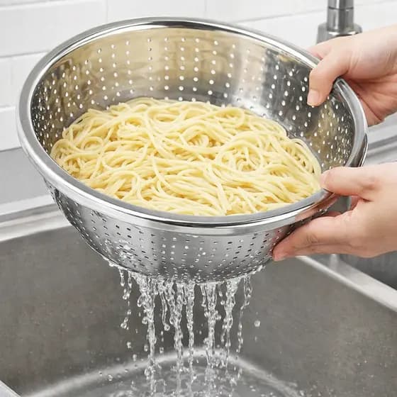 Escorredor Macarrão Inox Grande Arroz Peneira Cozinha