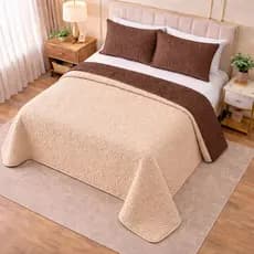 Kit Cobre Leito 3 pçs Todos os Tamanhos 200 Fios Dupla Face Colcha Casal Queen Solteiro