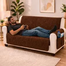 Protetor De Sofá 2 Lugares Várias Cores E Bolso Para Controle, Revista,, Água e Celular