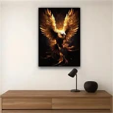 Quadro decorativos incrível, águia dourada em seu esplendor total