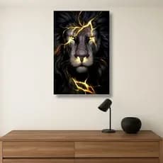 Quadro decorativo lindo leão rei com raios 1 peça de 3 mm 60x40 cm