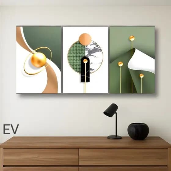 Quadro Decorativo 3 peças, formas abstratas,surrealista e impressionistas
