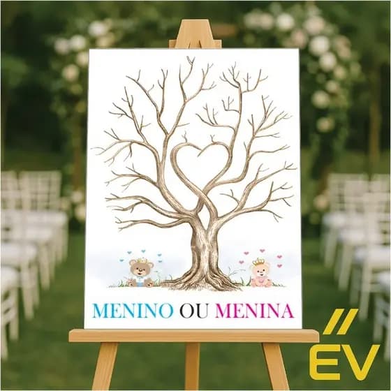 Quadro, placa decorativa para chá revelação de bebês