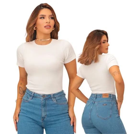 Blusa Ribana Básica Casual Dia A Dia Feminino Moda Dia Noite