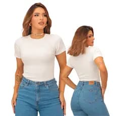 Blusa Ribana Básica Casual Dia A Dia Feminino Moda Dia Noite
