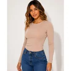 Blusa Manga Longa Feminina Canelada Ribana Premium Básica Moda Feminina P M G GG G1 G2