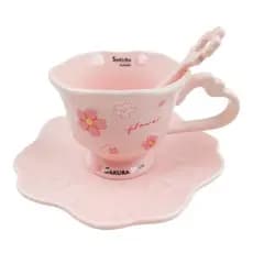 Xícara C/ Pires Flower 250ml em Cerâmica/ Xicara Tumbrl/ Xicara Flot/ Presente/ Mesa Posta