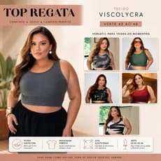 Top Regata Feminino Plus Size Academia Verão Casual Croped Elegante Versátil Tamanho Unico 42 ao 48