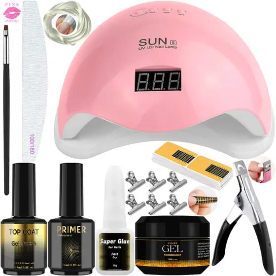 Kit Manicure Iniciante Alongamento de Unhas Cabine Estufa de Unhas Acrigel