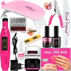 Kit Manicure Iniciante Completo Gel De Unhas Cabine Estufa Sun Mini + Lixadeira Eletrica de Unhas