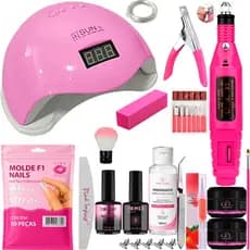 Kit de Manicure complo Unhas de Gel Lixadeira Elétrica Caneta para Unhas Cabine Sun  LED UV