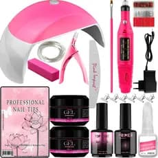 Kit Unha Gel Acrigel Fibra Para Iniciantes Completo Cabine de Unhas e lixadeira elétrica Manicure