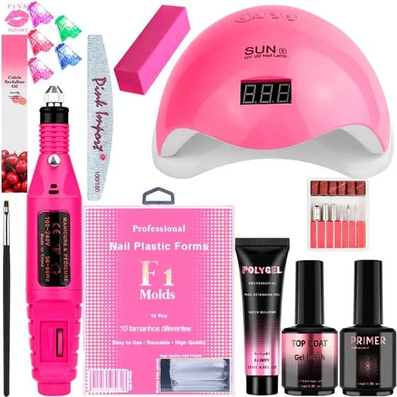 Kit polygel Lixadeira elétrica de unha + cabine sun led/UV Manicure