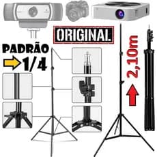 Tripé 2,10m Suporte Reforçado Para Câmera Webcam Smartphone Projetor Estúdio Iluminação Data Show Foto Vídeo Ajustável