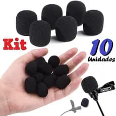 Combo Com 10 Espumas De Microfone Lapela Headset Universal Protetor Filtro Vocal Capa Esponja Anti Ruído Lavável