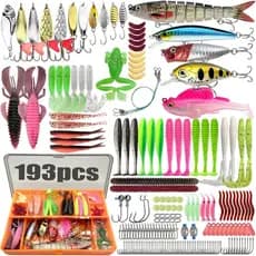 Super Kit  de Iscas Artificiais 193 Itens  Diversos Modelos Para Rio E Mar + Caixa Organizadora
