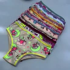 kit Com 8 Calcinhas Menina Infantil Poliamida Estampadas com Forro em Algodão