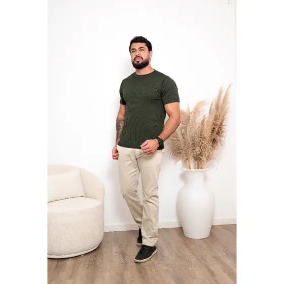 Blusa Masculina Tricot Texturizada | Camiseta Masculina Canelada  Verão Masculino