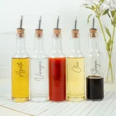 Galheteiro de Mesa Vidro 250ml com Bico Dosador Cortiça | Azeite / Vinagre / Óleo / Shoyu / Pimenta