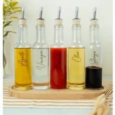 Galheteiro de Mesa Vidro 250ml com Bico Dosador Polímero | Azeite / Vinagre / Óleo / Shoyu / Pimenta / Kit