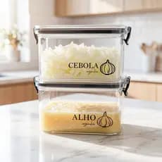 Potes Multiuso Herméticos Geladeira 460ml/950ml - Porta Mantimentos, Porta Alho, Porta Cebola e muito mais