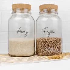 Kit 2 Potes de Mantimentos 3,2 litros Vidro | Arroz e Feijão | Tampa/Vedação por Rolha